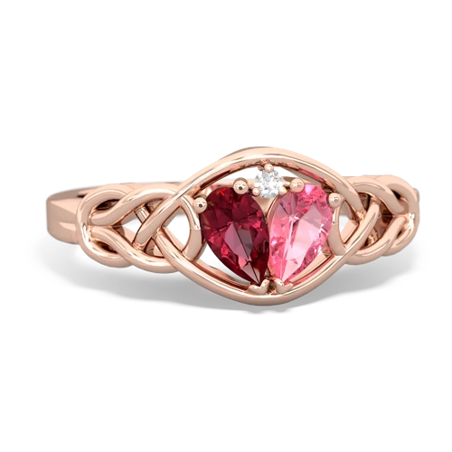 Lab Ruby Lab Created Ruby with Lab Created Pink Sapphire Celtic Love Knot ring Ring