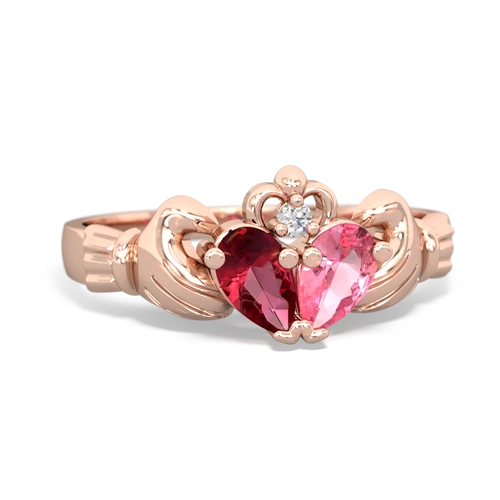 Lab Ruby Lab Created Ruby with Lab Created Pink Sapphire Claddagh ring Ring