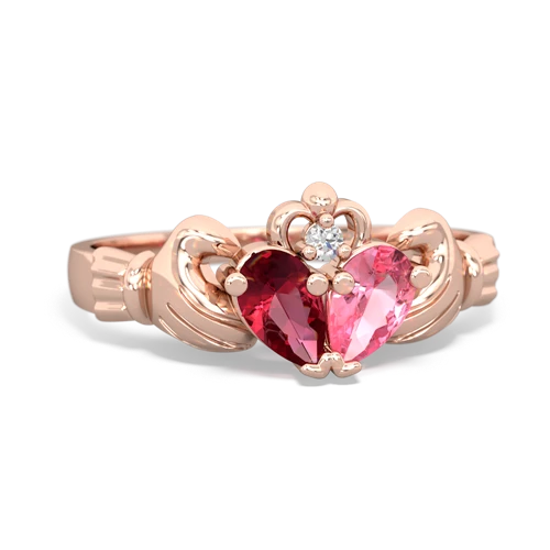 lab ruby-pink sapphire claddagh ring