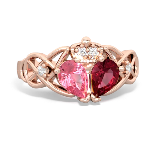 lab ruby-pink sapphire claddagh ring