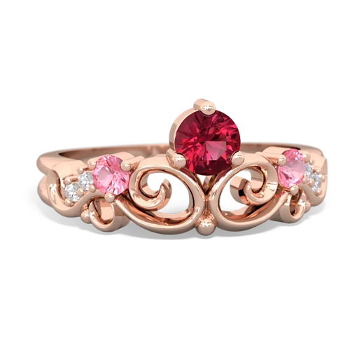 lab ruby-pink sapphire crown keepsake ring