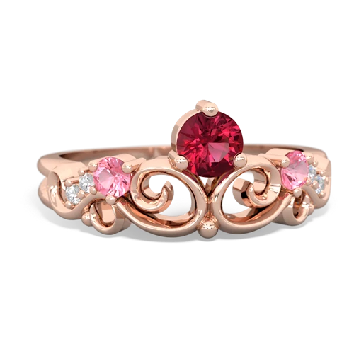 Lab Ruby Lab Created Ruby with Lab Created Pink Sapphire and Genuine Swiss Blue Topaz Crown Keepsake ring Ring