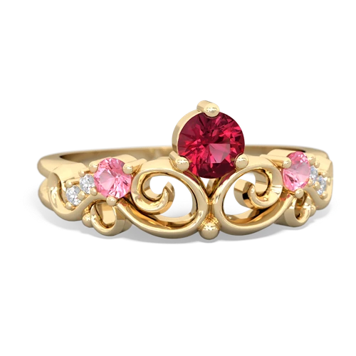 lab ruby-pink sapphire crown keepsake ring