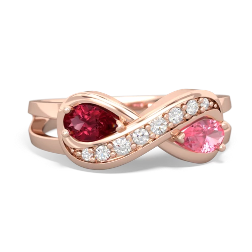 lab ruby-pink sapphire diamond infinity ring