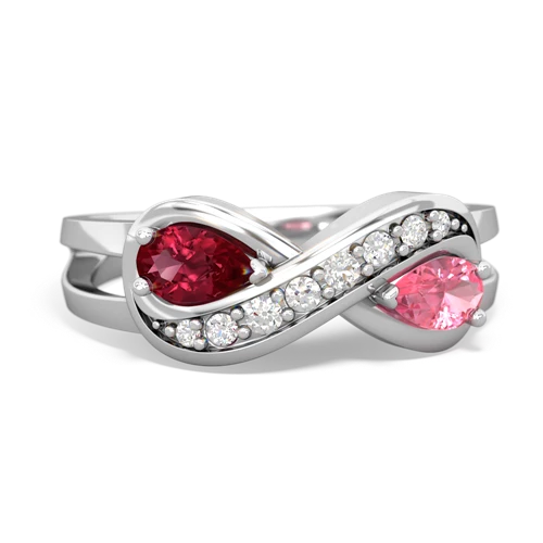 lab ruby-pink sapphire diamond infinity ring