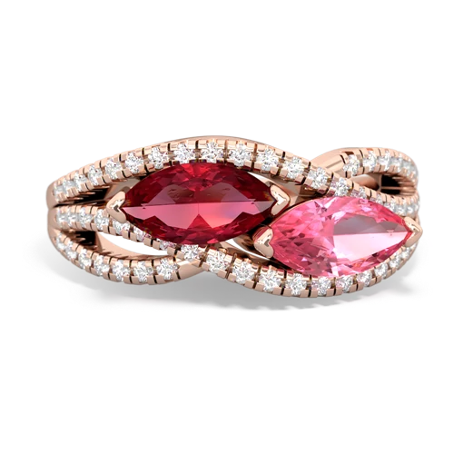 Lab Ruby Lab Created Ruby with Lab Created Pink Sapphire Diamond Rivers ring Ring