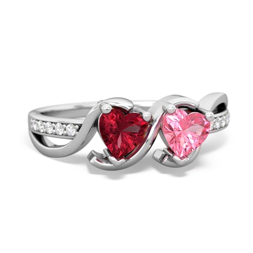 Lab Ruby Lab Created Ruby with Lab Created Pink Sapphire Side by Side ring Ring