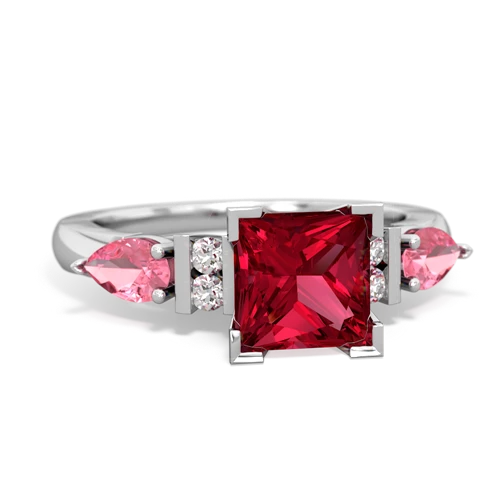 lab ruby-pink sapphire engagement ring