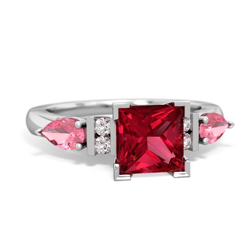 Lab Ruby Lab Created Ruby with Lab Created Pink Sapphire and  Engagement ring Ring