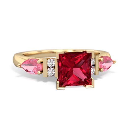 lab ruby-pink sapphire engagement ring