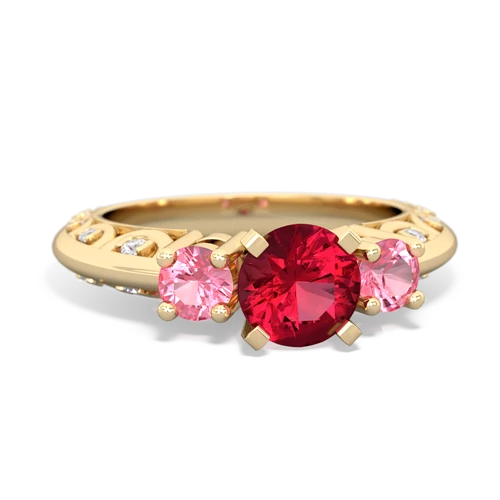 Lab Ruby Lab Created Ruby with Lab Created Pink Sapphire Art Deco ring Ring