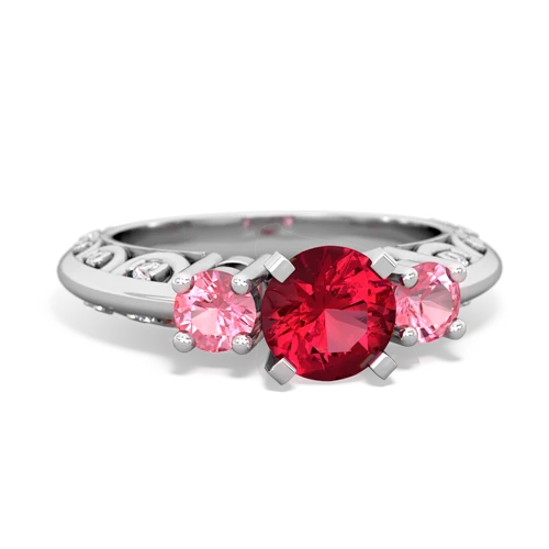 lab ruby-pink sapphire engagement ring