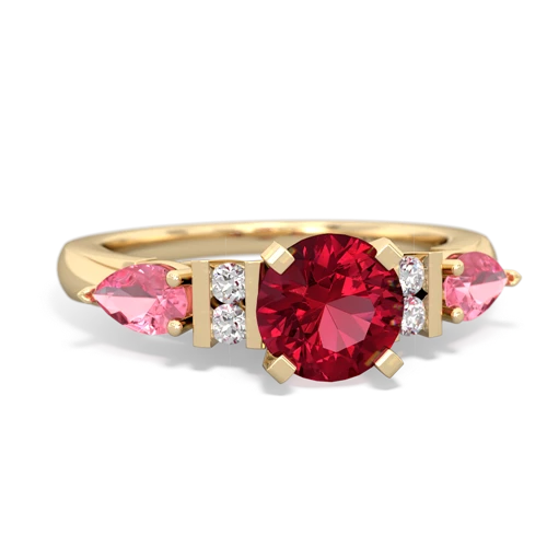 Lab Ruby Lab Created Ruby with Lab Created Pink Sapphire and Genuine Swiss Blue Topaz Engagement ring Ring
