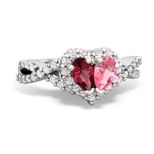 lab ruby-pink sapphire engagement ring