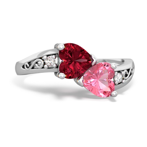 lab ruby-pink sapphire filligree ring