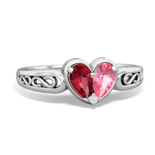 lab ruby-pink sapphire filligree ring