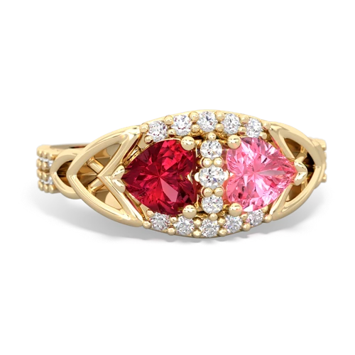 Lab Ruby Lab Created Ruby with Lab Created Pink Sapphire Celtic Knot Engagement ring Ring