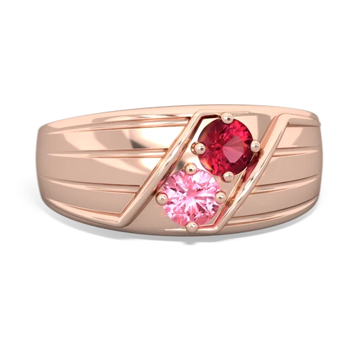 Lab Ruby Lab Created Ruby with Lab Created Pink Sapphire Art Deco Men's ring Ring
