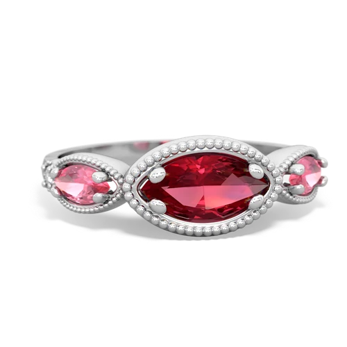 lab ruby-pink sapphire milgrain marquise ring