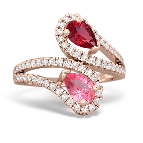 Lab Ruby Lab Created Ruby with Lab Created Pink Sapphire Diamond Dazzler ring Ring