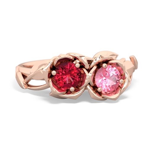 lab ruby-pink sapphire roses ring