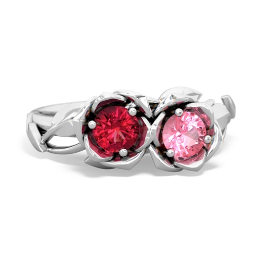 lab ruby-pink sapphire roses ring