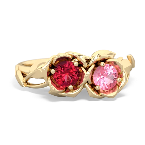 lab ruby-pink sapphire roses ring