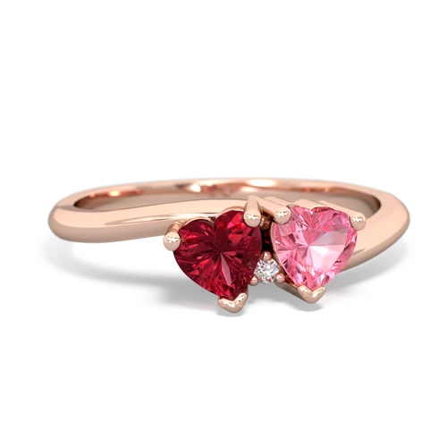 lab ruby-pink sapphire sweethearts promise ring