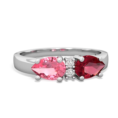 Lab Ruby Lab Created Ruby with Lab Created Pink Sapphire Pear Bowtie ring Ring