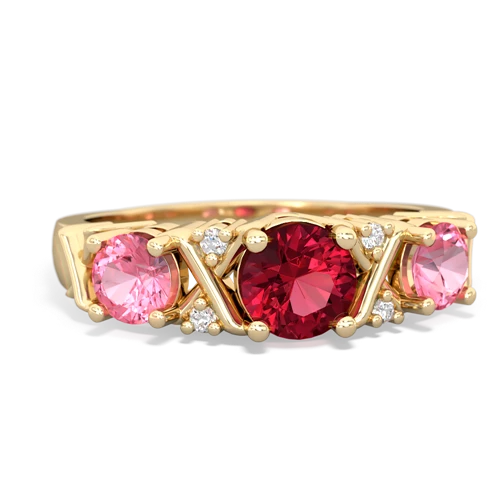 Lab Ruby Lab Created Ruby with Lab Created Pink Sapphire and Genuine Opal Hugs and Kisses ring Ring