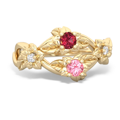 Lab Ruby Lab Created Ruby with Lab Created Pink Sapphire Sparkling Bouquet ring Ring