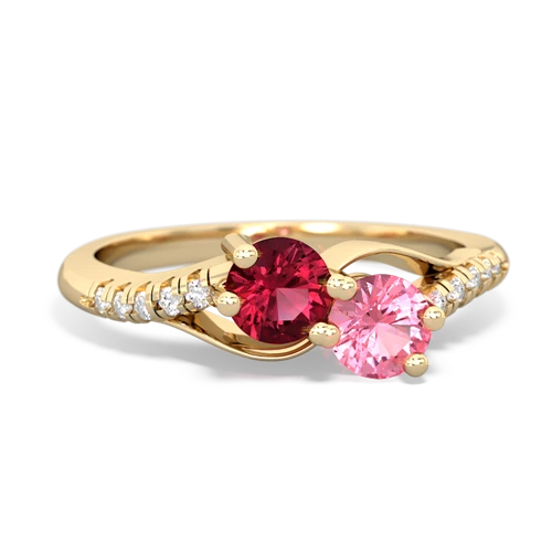 Lab Ruby Lab Created Ruby with Lab Created Pink Sapphire Two Stone Infinity ring Ring