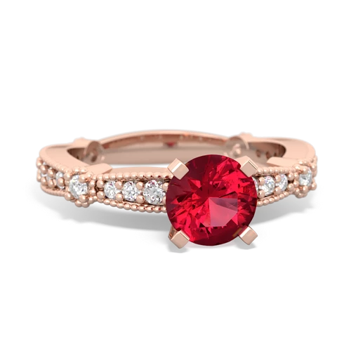 Lab Ruby Milgrain Antique Style Lab Created Ruby ring Ring