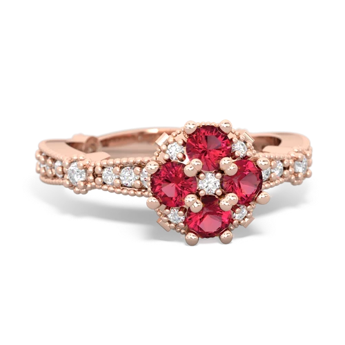 Lab Ruby Milgrain Antique Style Lab Created Ruby ring Ring
