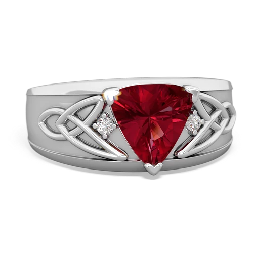 Lab Ruby Celtic Trinity Knot Men's Lab Created Ruby ring Ring