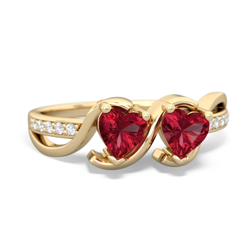 lab ruby double heart ring