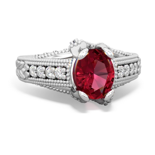 lab ruby engagement ring