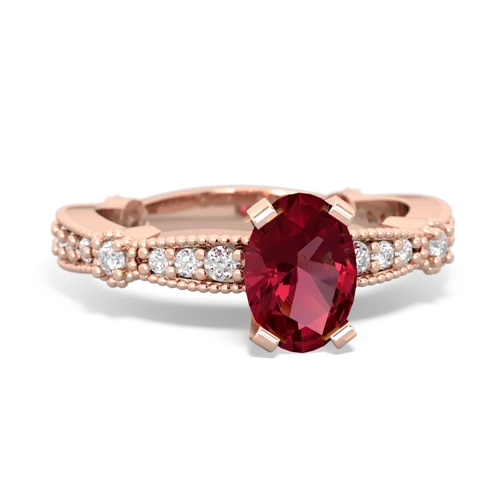Lab Ruby Milgrain Antique Style Lab Created Ruby ring Ring