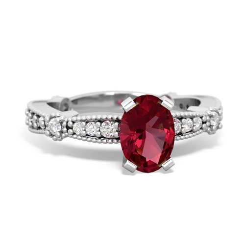 Lab Ruby Milgrain Antique Style Lab Created Ruby ring Ring