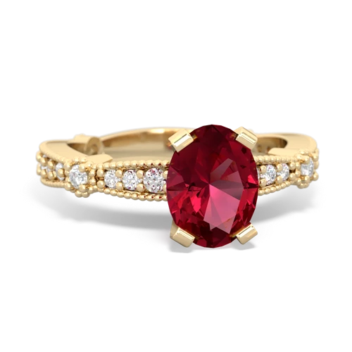 Lab Ruby Milgrain Antique Style Lab Created Ruby ring Ring
