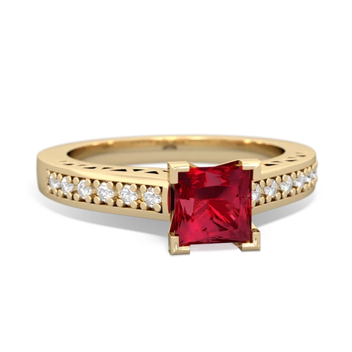 lab ruby engagement ring