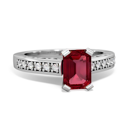 lab ruby engagement ring