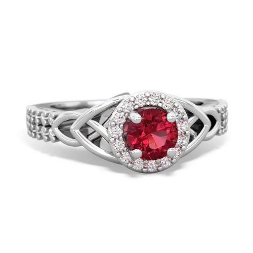 Lab Ruby Celtic Knot Halo Lab Created Ruby ring Ring