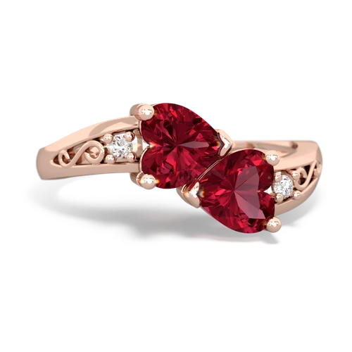 Lab Ruby Snuggling Hearts Lab Created Ruby ring Ring