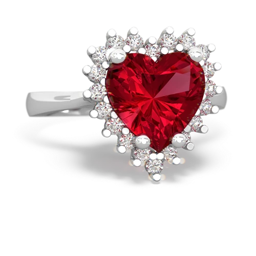 Lab Ruby Halo Heart Lab Created Ruby ring Ring