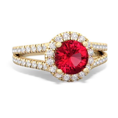 lab ruby halo pave ring