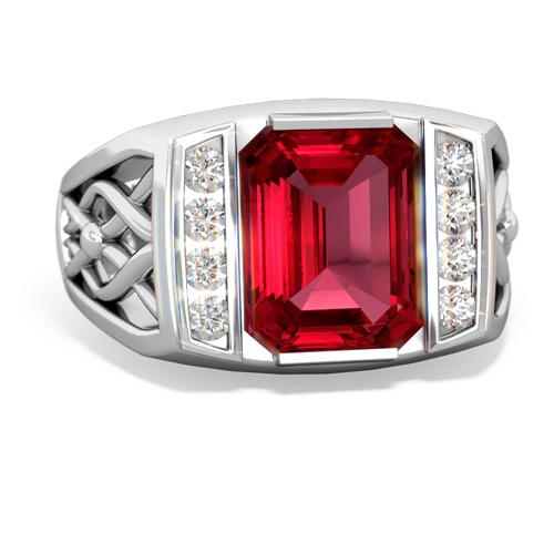 Lab Ruby Men's Vine Lab Created Ruby ring Ring