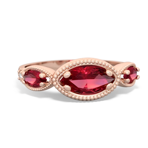 lab ruby milgrain marquise ring