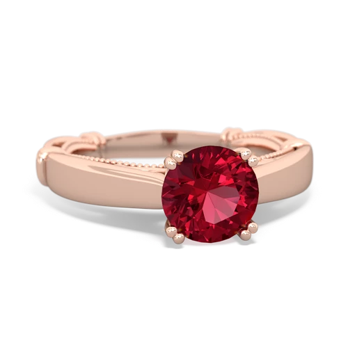 lab ruby ornate solitaire ring