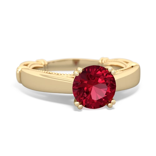 lab ruby ornate solitaire ring